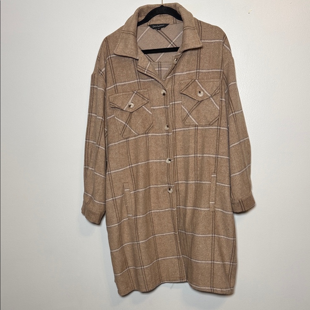 Davi & Dani Plaid Wool Blend Shacket Jacket 1XL